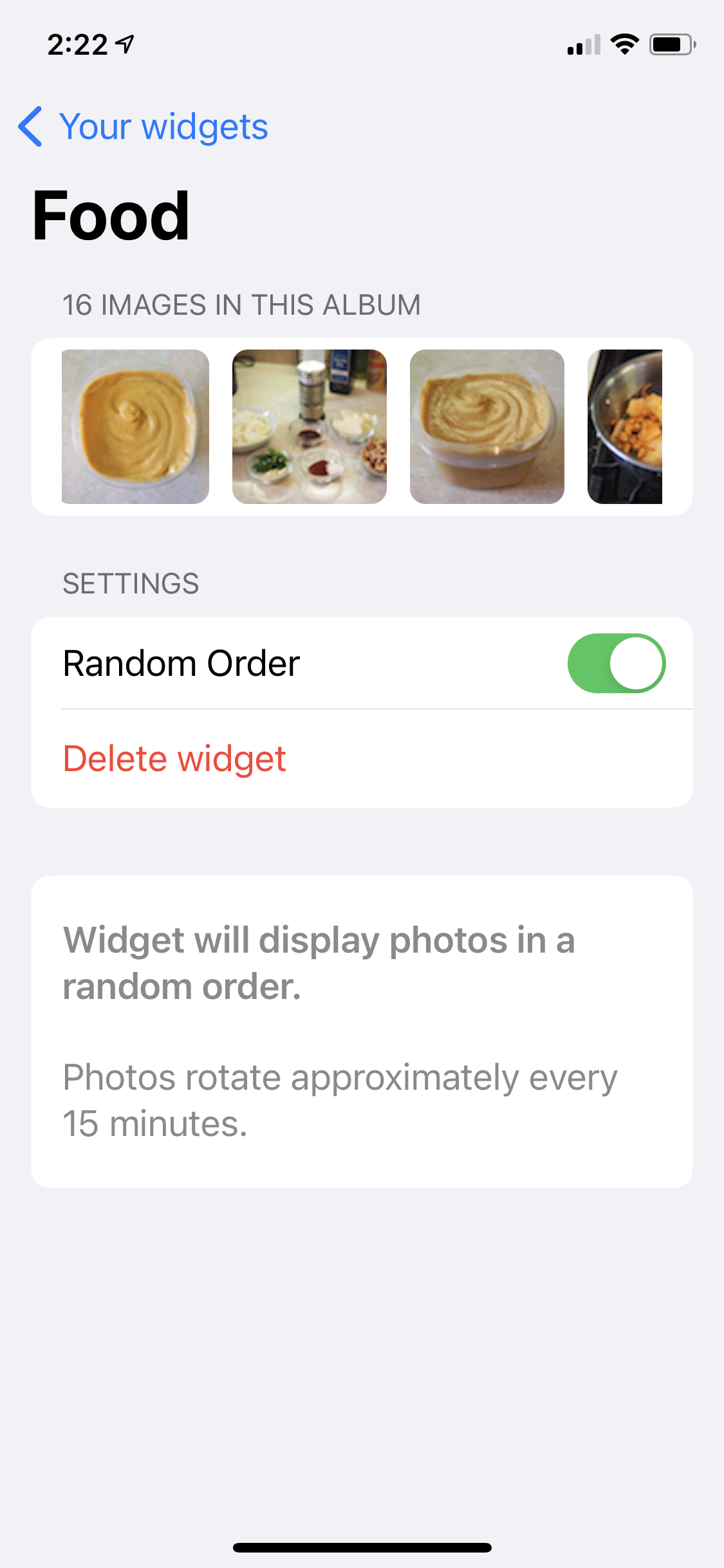 Image of widget settings with random order enabled